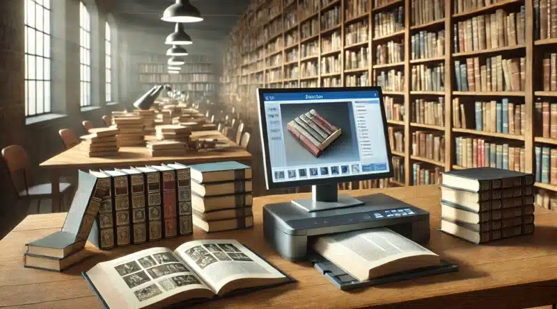 Digitalizácia starých kníh v knižnici – skenovanie a archivácia literatúry v elektronickej podobe.