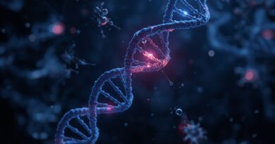 Detail štruktúry DNA ako symbol genetickej informácie, mutácií a otázky pôvodu biologickej komplexity