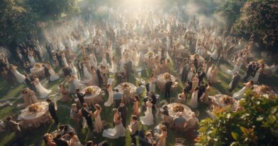 Veľké zhromaždenie ľudí symbolizujúce spoločný pôvod ľudstva a rané rodinné vzťahy