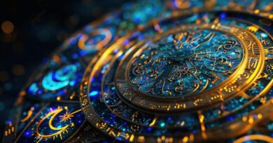 Zobrazenie astrologických symbolov a zverokruhu v krásnom a detailnom dizajne, symbolizujúce moc a tajomstvá hviezd.