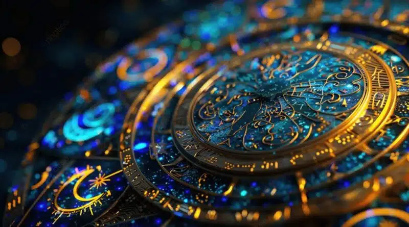 Zobrazenie astrologických symbolov a zverokruhu v krásnom a detailnom dizajne, symbolizujúce moc a tajomstvá hviezd.