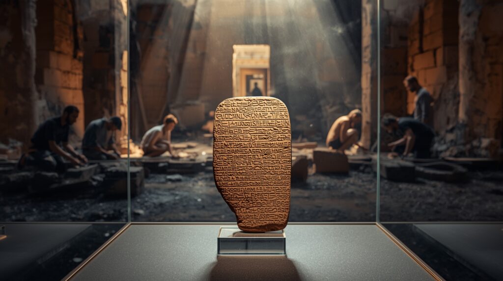 Hlinené tabuľky z Ebly vystavené v múzeu – archeologický dôkaz vyspelého starovekého mesta