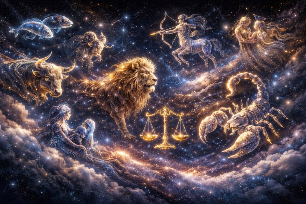 zodiak a súhvezdia na hviezdnej oblohe ako obrazová Biblia, Mazzaroth a Boží plán spásy