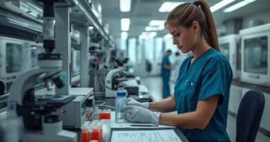 Laboratórne prostredie s prácou na biologických vzorkách ako symbol darcovstva spermií a vajíčok, bioetiky a otázky Božej autority nad životom