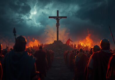 Ukrižovanie Ježiša Krista na Golgote ako symbol obete, odpustenia a Božej milosti pre ľudí.