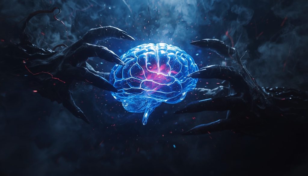 temné ruky manipulujúce ľudský mozog duchovná manipulácia mysle hypnóza meditácia a trance